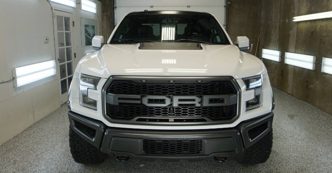 white ford truck with ceramic paint protection applied